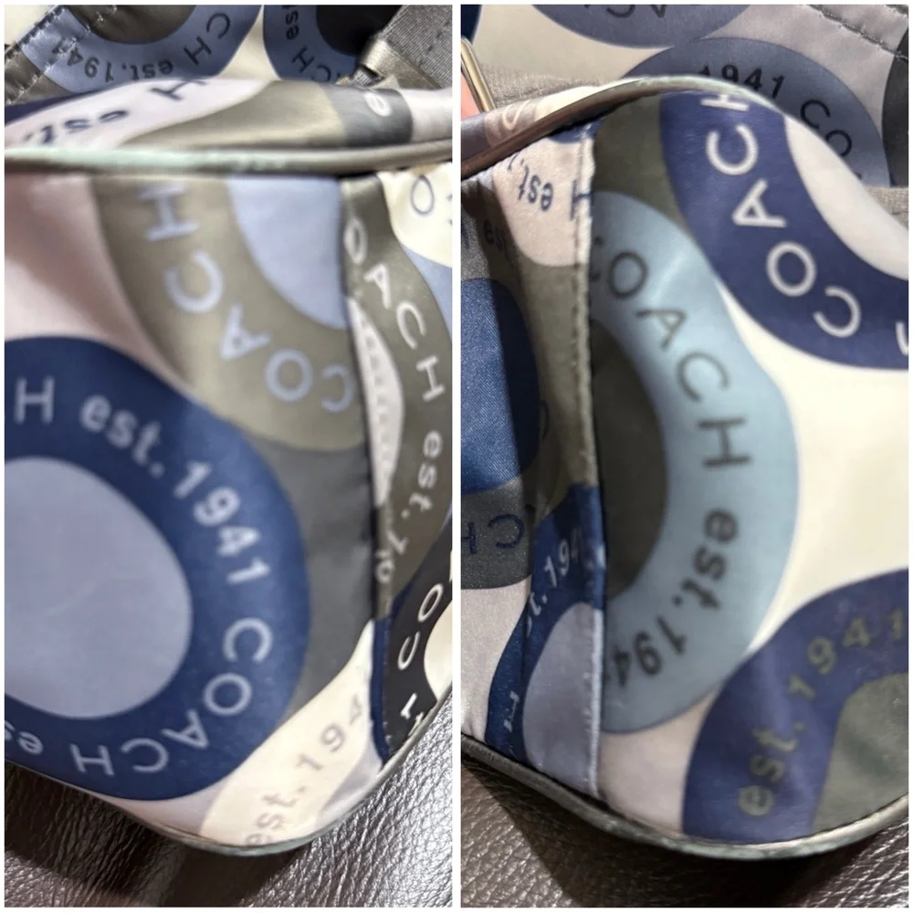 Coach Blue Gray Signature Diaper Bag Laptop Y2K Tote Messenger Crossbody F18377 - Picture 14 of 17